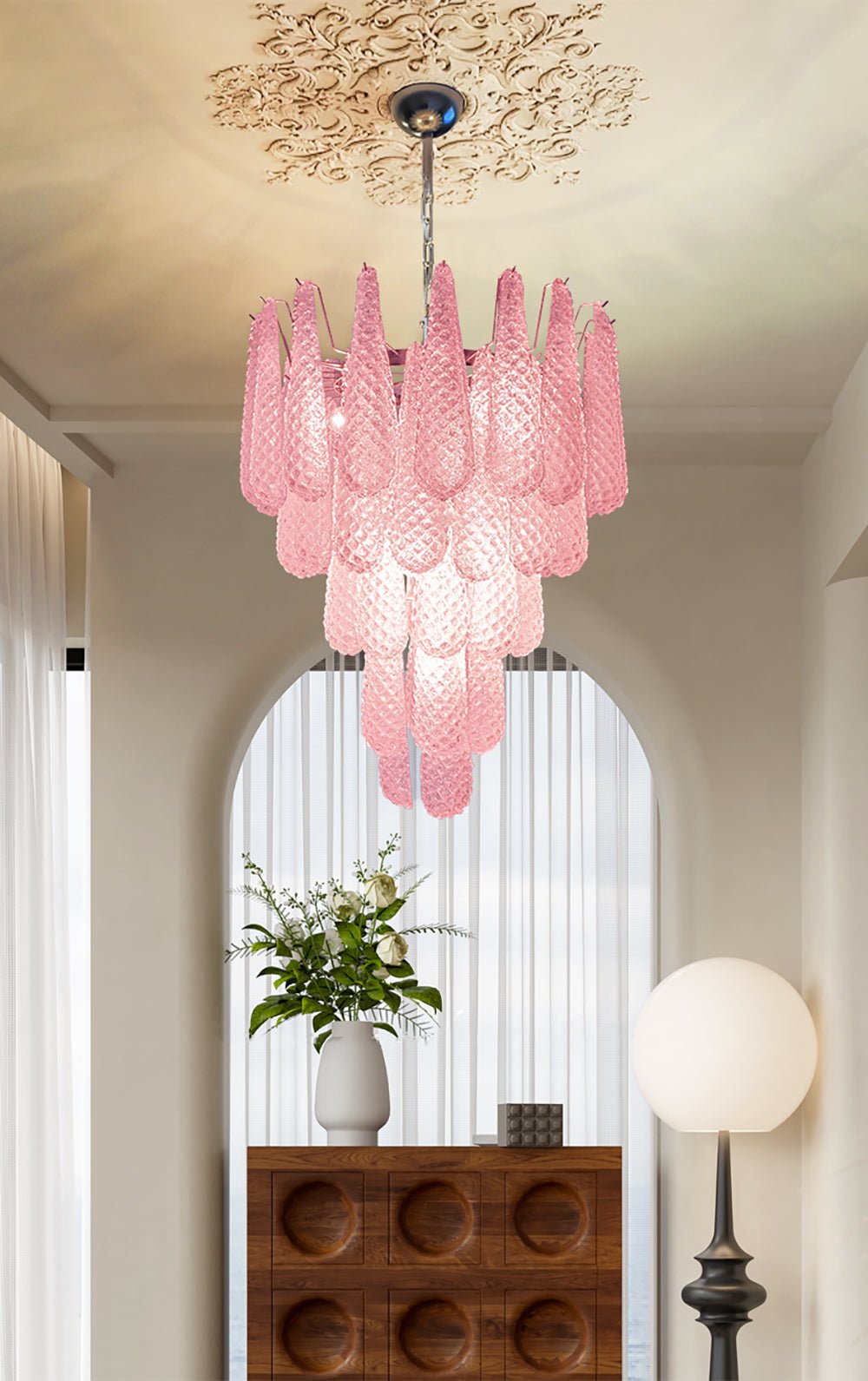 Aurora Chandelier en Verre Rose Luxe - Neutralighting
