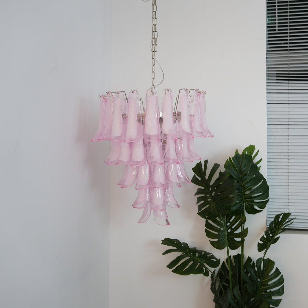 Aurora Chandelier Pétales en Verre de Murano Rose Cascade - Neutralighting