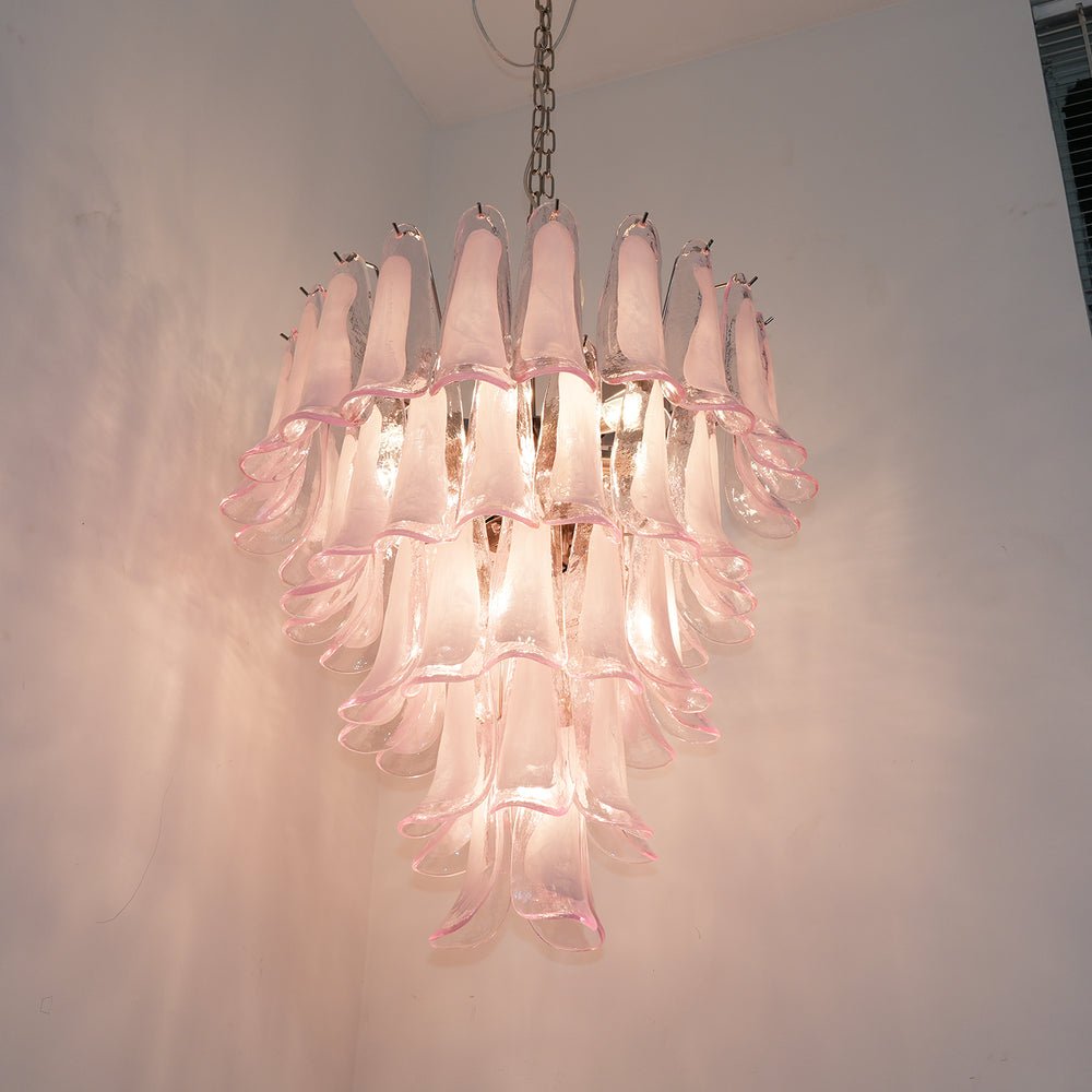 Aurora Chandelier Pétales en Verre de Murano Rose Cascade - Neutralighting