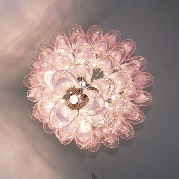 Aurora Chandelier Pétales en Verre de Murano Rose Cascade - Neutralighting