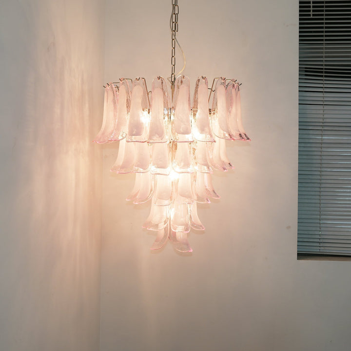 Aurora Chandelier Pétales en Verre de Murano Rose Cascade - Neutralighting