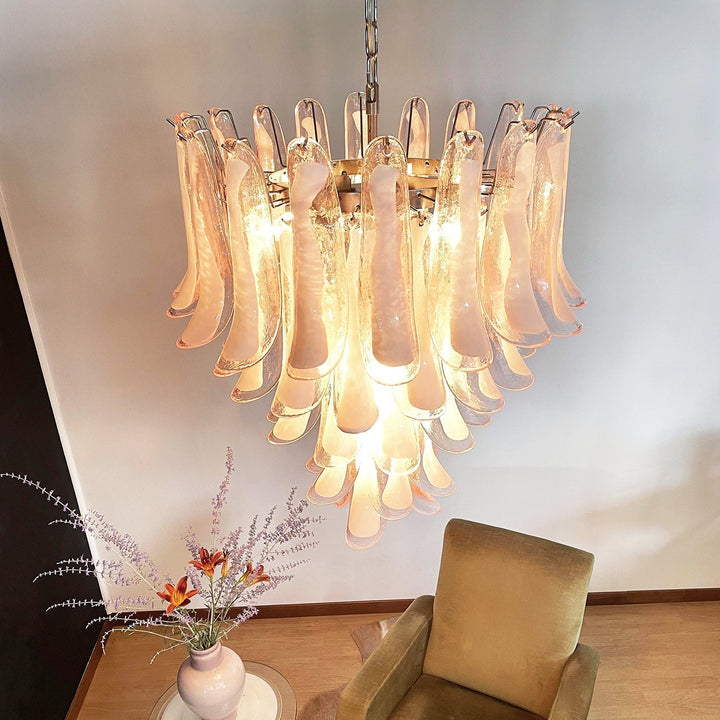 Aurora Chandelier Pétales en Verre de Murano Rose Cascade - Neutralighting