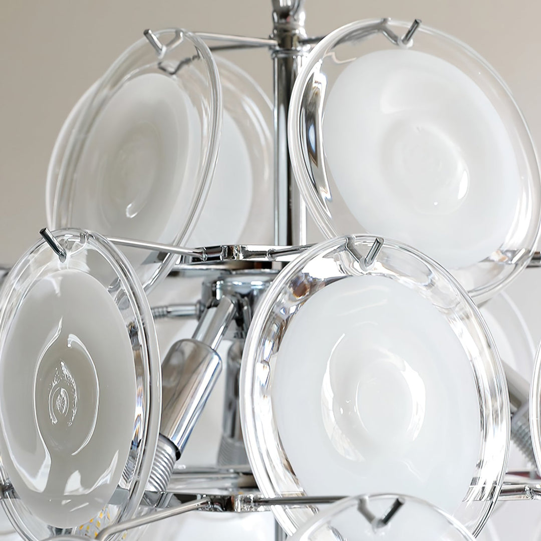 Aurora Lustre Blanc Murano Verre Disques Grappe - Neutralighting