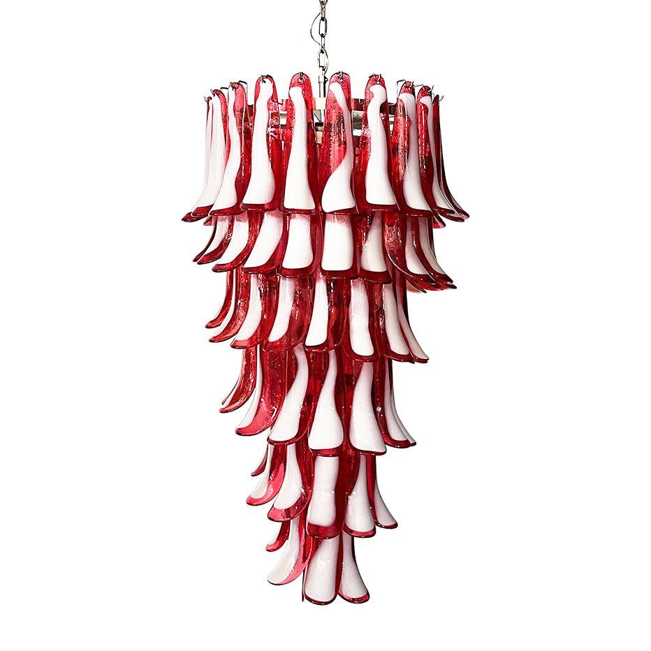 Aurora Chandelier en Verre de Murano Rouge et Blanc - Neutralighting