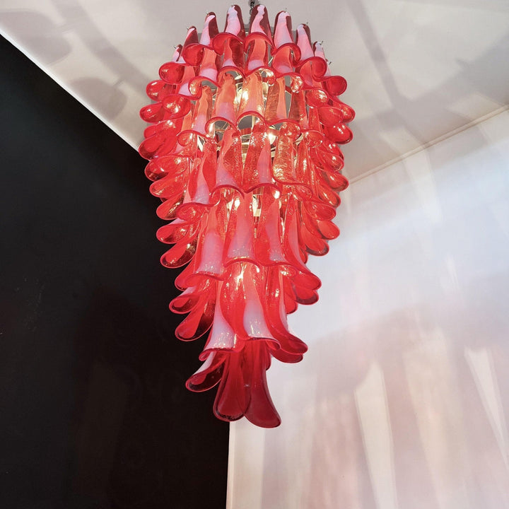 Aurora Chandelier en Verre de Murano Rouge et Blanc - Neutralighting