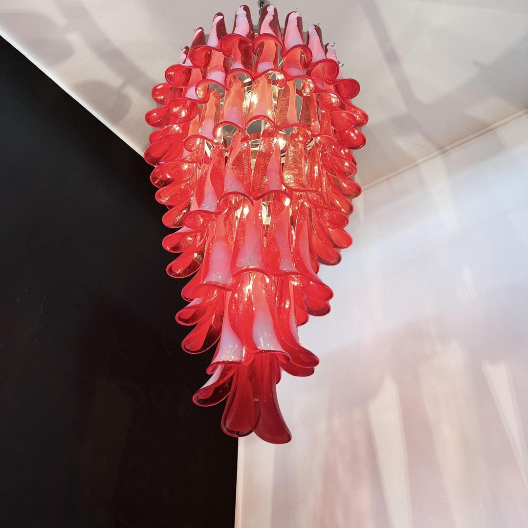 Aurora Chandelier en Verre de Murano Rouge et Blanc - Neutralighting