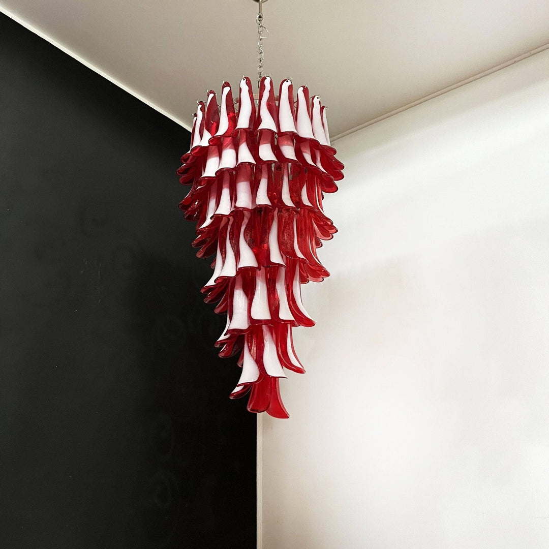 Aurora Chandelier en Verre de Murano Rouge et Blanc - Neutralighting