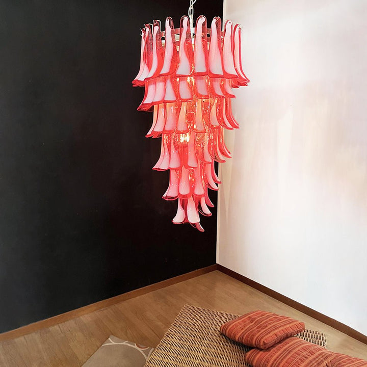 Aurora Chandelier en Verre de Murano Rouge et Blanc - Neutralighting