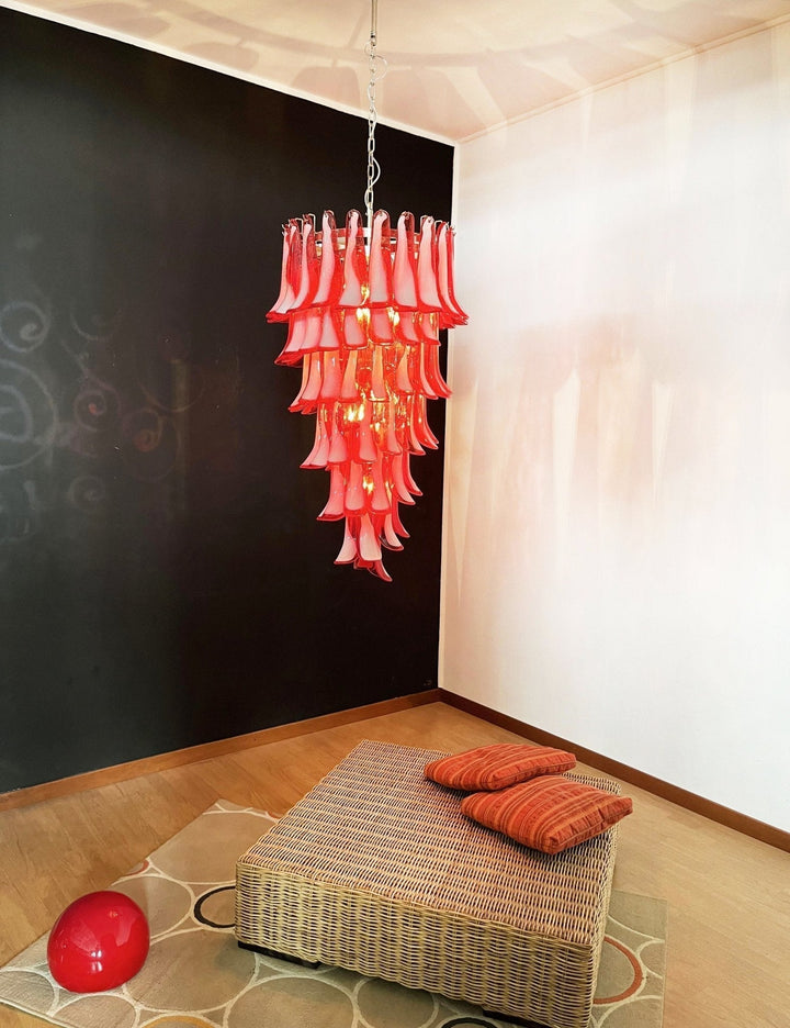 Aurora Chandelier en Verre de Murano Rouge et Blanc - Neutralighting