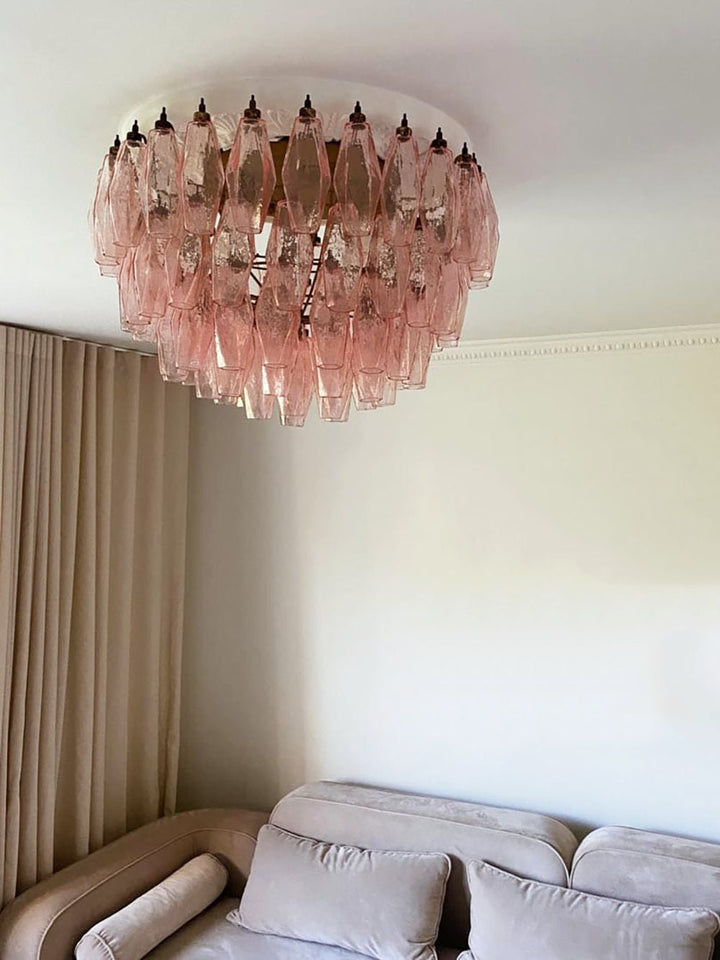 Aurora Plafonnier Rose Losange Verre Superposé Vintage Élégance - Neutralighting