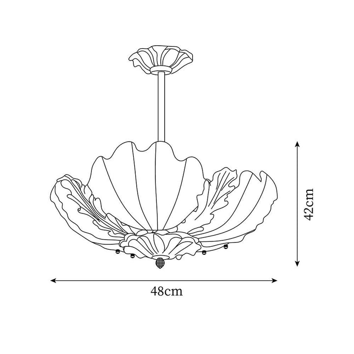 Lampe Pendante Coquille Murano Rose avec Barre Laiton Baroque Flair Artistique - Neutralighting