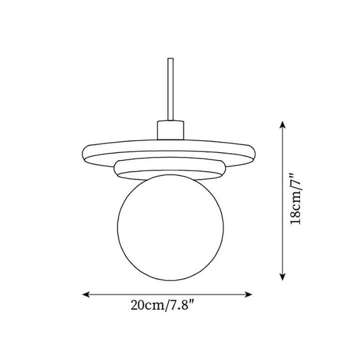 Lampe Suspension Globe en Verre Disque en Travertin Bois de Noyer Naturel - Neutralighting