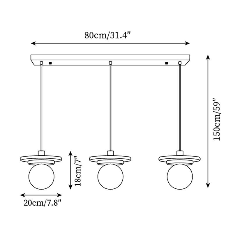 Lampe Suspension Globe en Verre Disque en Travertin Bois de Noyer Naturel - Neutralighting