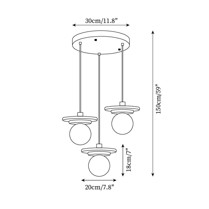 Lampe Suspension Globe en Verre Disque en Travertin Bois de Noyer Naturel - Neutralighting