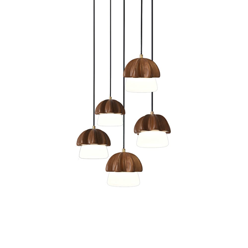 Lustra Suspension Champignon Cluster Bois &amp; Verre - Neutralighting