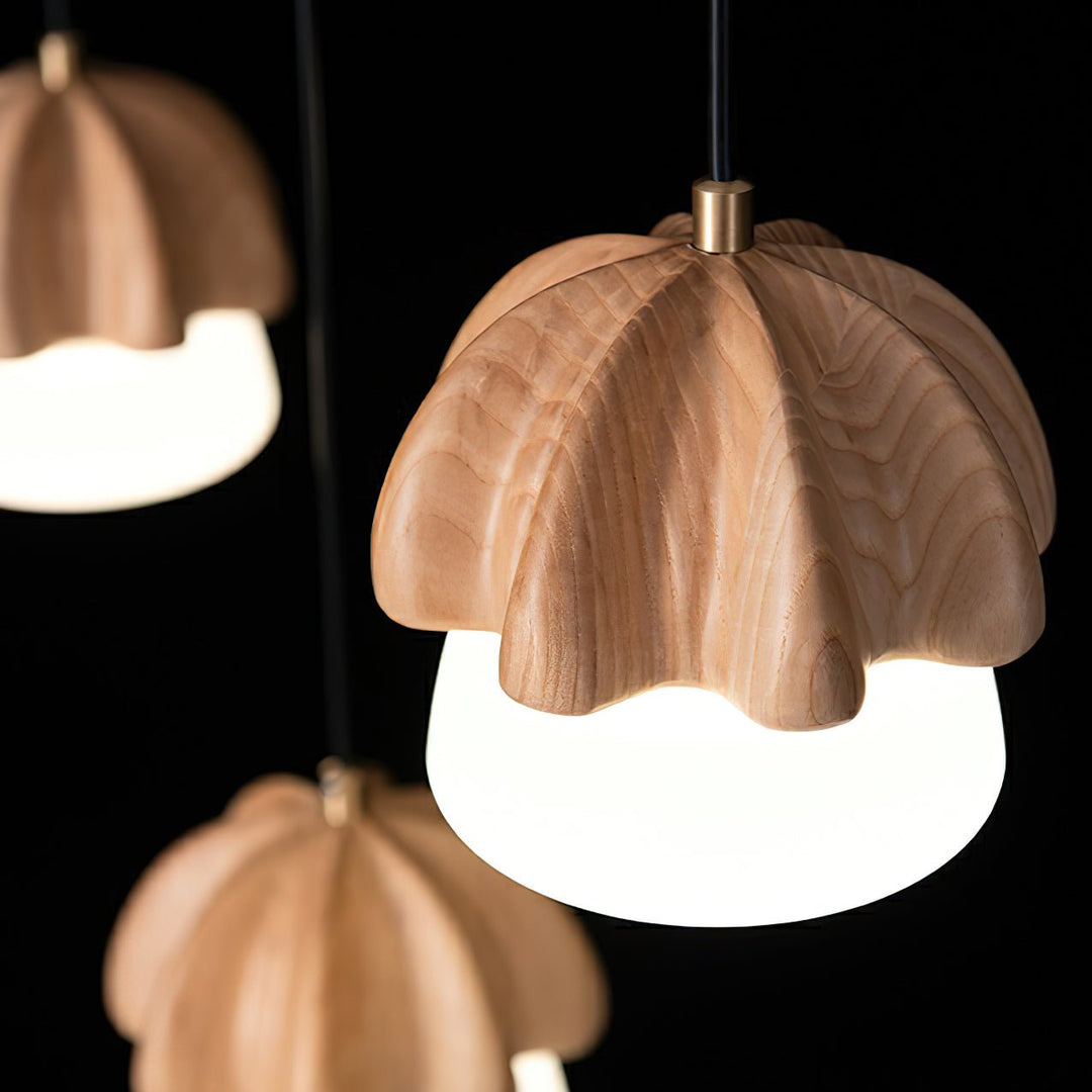 Lustra Suspension Champignon Cluster Bois &amp; Verre - Neutralighting