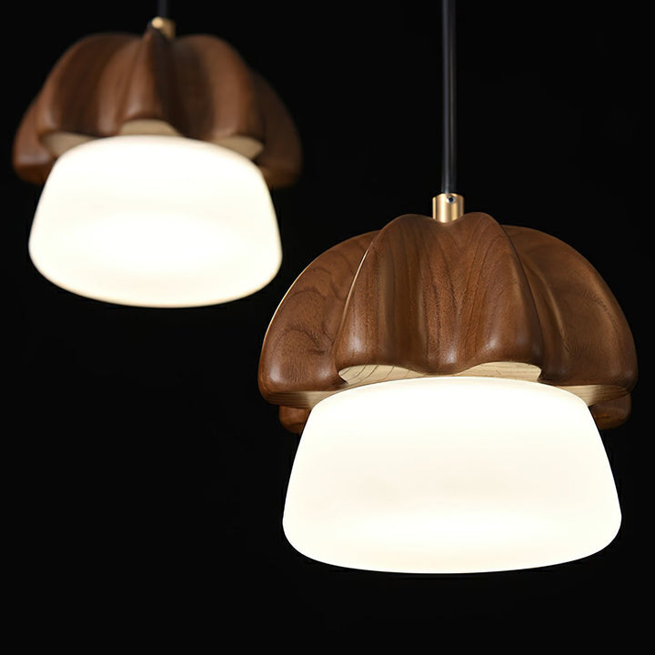 Lustra Suspension Champignon Cluster Bois &amp; Verre - Neutralighting