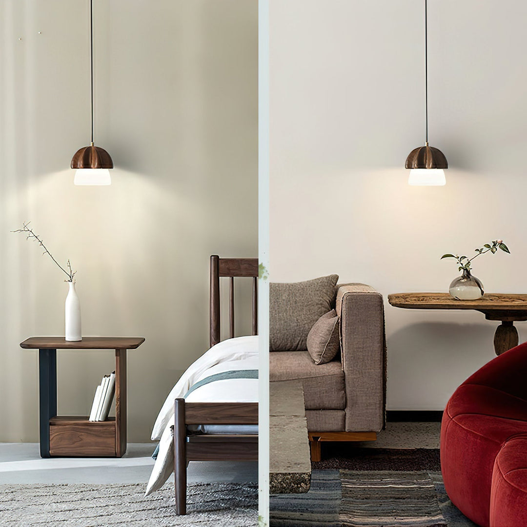 Lustra Suspension Champignon Cluster Bois &amp; Verre - Neutralighting