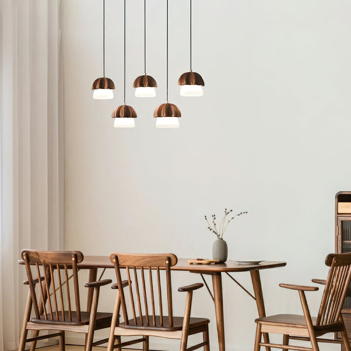 Lustra Suspension Champignon Cluster Bois &amp; Verre - Neutralighting