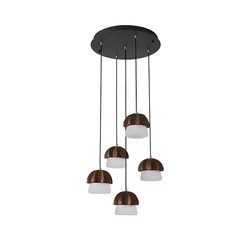 Lustra Suspension Champignon Cluster Bois &amp; Verre - Neutralighting