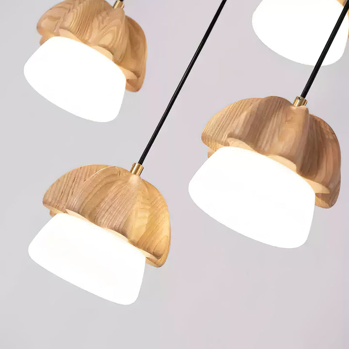 Lustra Suspension Champignon Cluster Bois &amp; Verre - Neutralighting