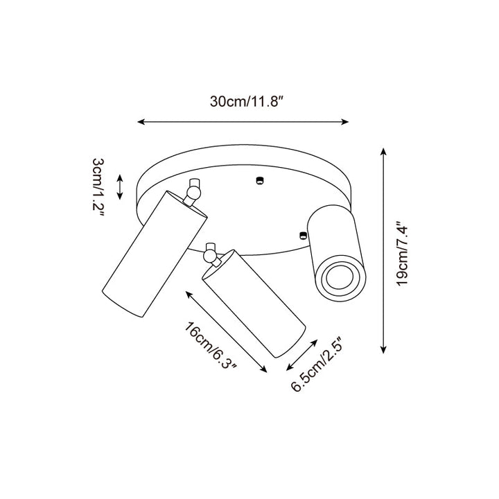 Ritta Plafonnier bois Travertin 3 Têtes Projecteur - Neutralighting