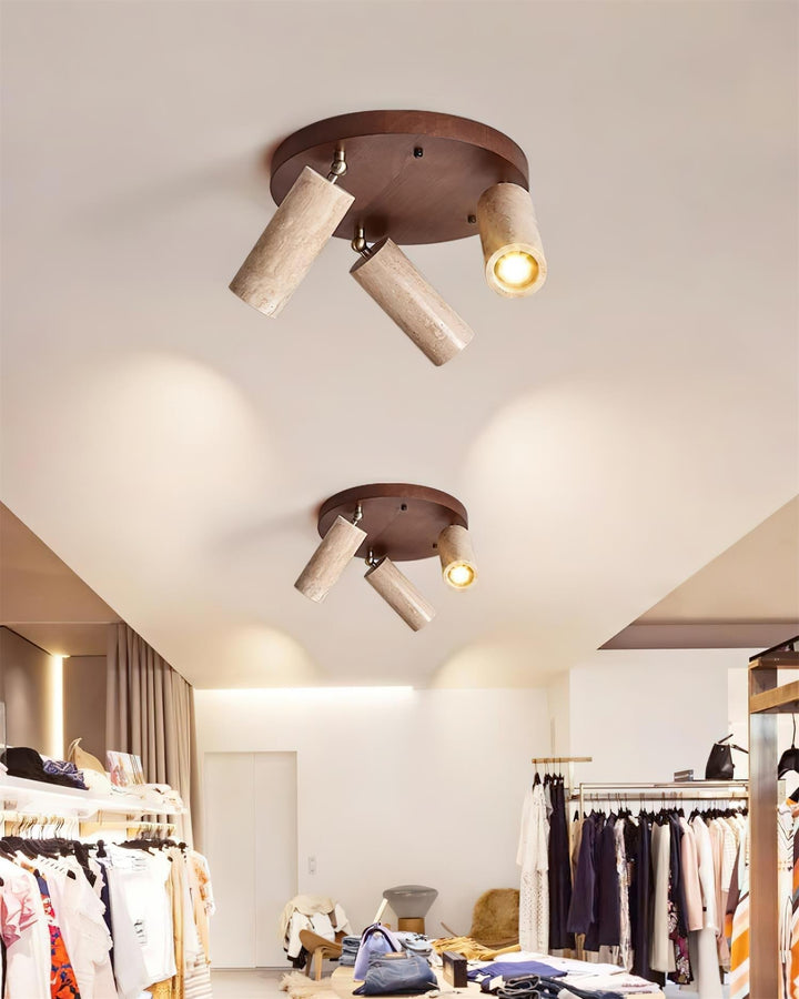 Ritta Plafonnier bois Travertin 3 Têtes Projecteur - Neutralighting