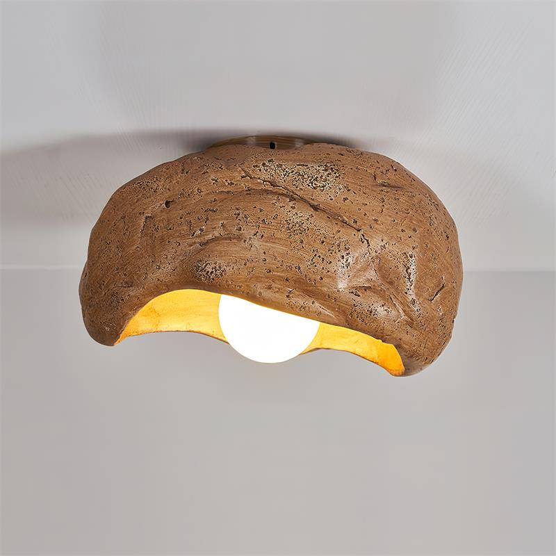 Nami Plafonnier Sculpté Travertin Roche Texture Rustique - Neutralighting