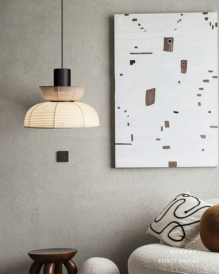 Lampe Pendante Abat-jour en Tissu Blanc Câble Noir Lueur Ambiante Douce - Neutralighting