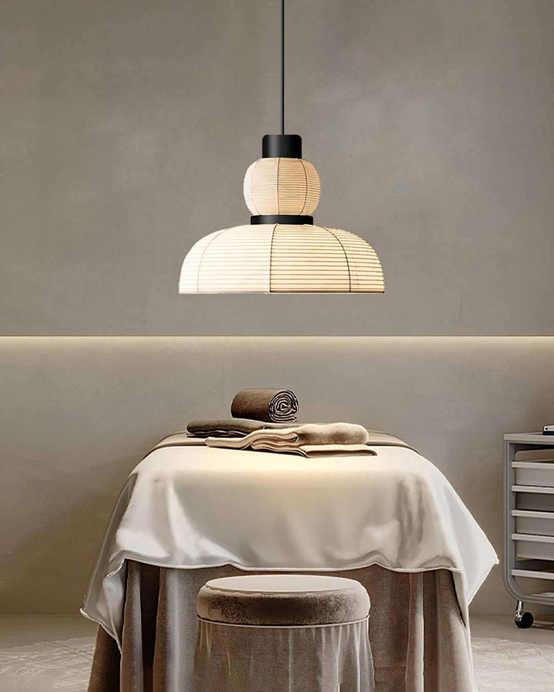 Lampe Pendante Abat-jour en Tissu Blanc Câble Noir Lueur Ambiante Douce - Neutralighting