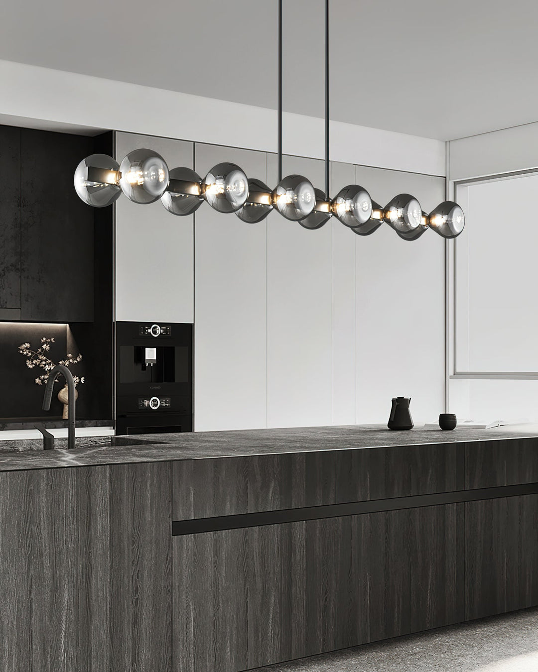 Lustra Chandelier Cadre Noir Verre Fumé Audacieux - Neutralighting