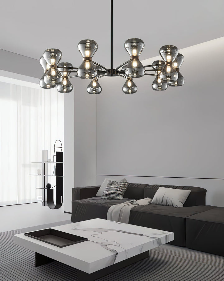 Lustra Chandelier Cadre Noir Verre Fumé Audacieux - Neutralighting