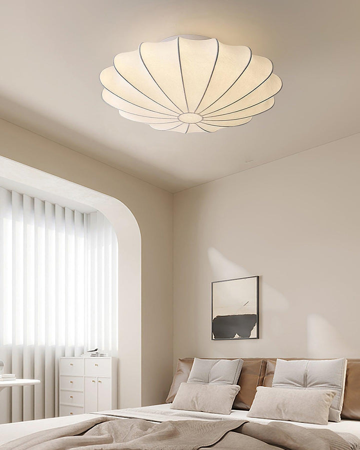 Solara Plafonnier Tissu Coquillage Sculptural Élégant - Neutralighting