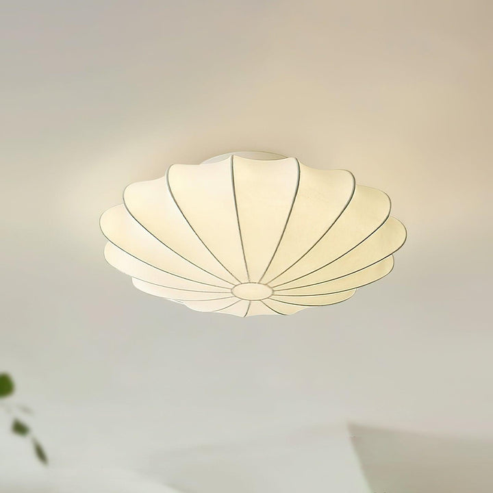 Solara Plafonnier Tissu Coquillage Sculptural Élégant - Neutralighting