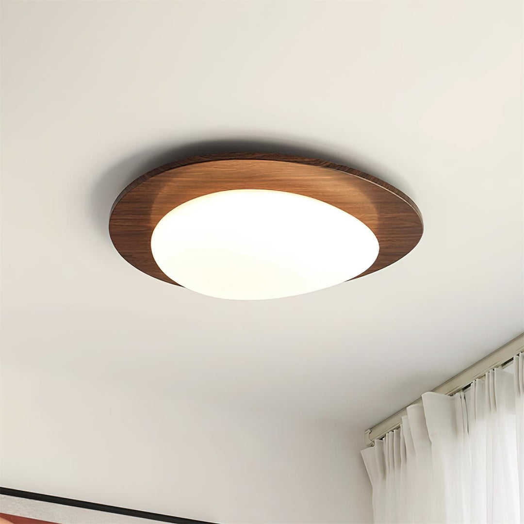 Plafonnier Bois Acrylique Ovale Ombre Minimaliste Naturel - Neutralighting