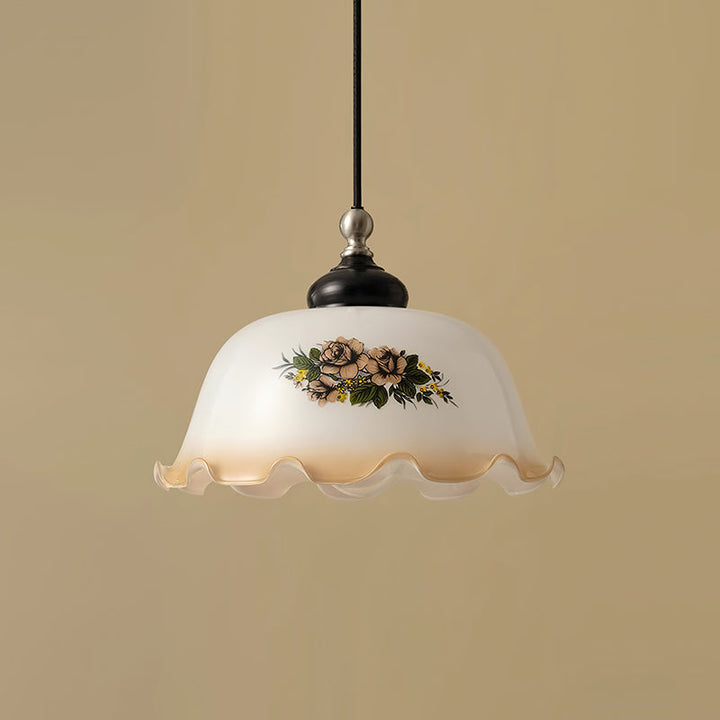 Belvia Suspension Vintage en Verre Floral - Neutralighting