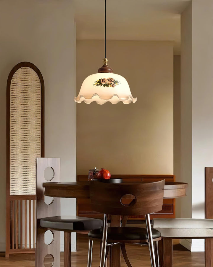Belvia Suspension Vintage en Verre Floral - Neutralighting