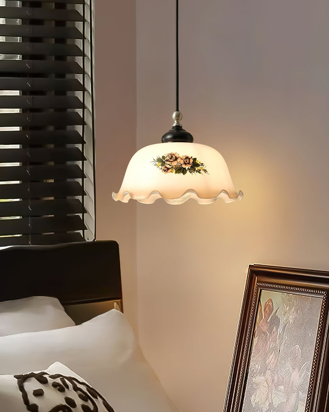 Belvia Suspension Vintage en Verre Floral - Neutralighting