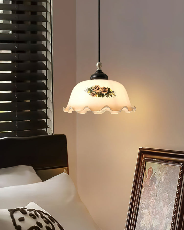 Belvia Suspension Vintage en Verre Floral - Neutralighting