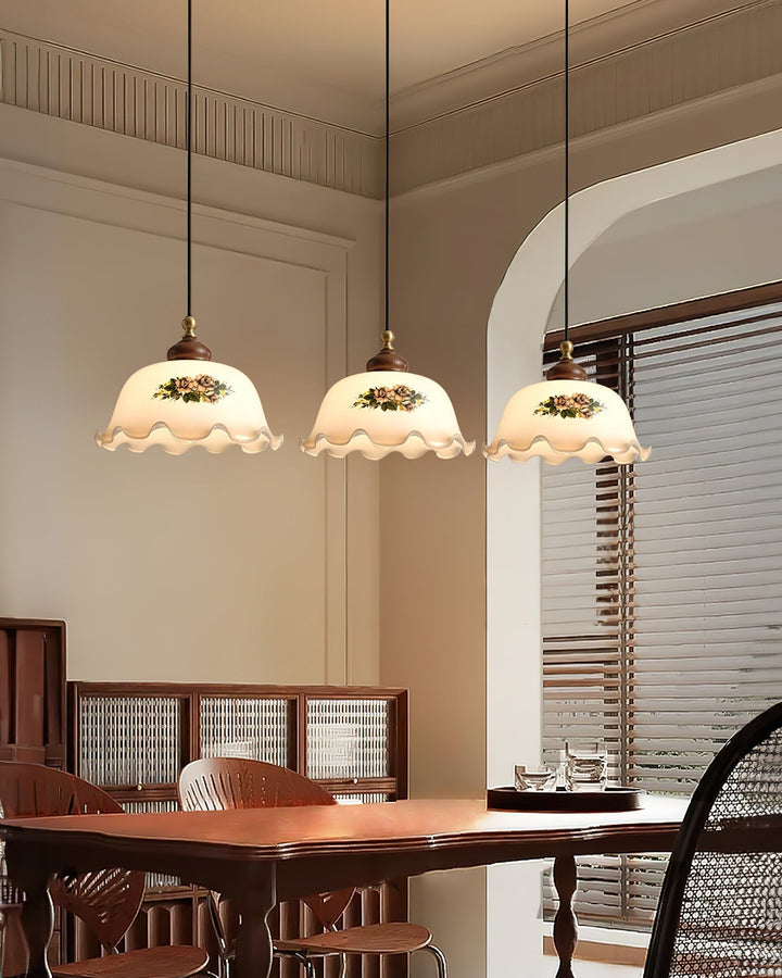 Belvia Suspension Vintage en Verre Floral - Neutralighting