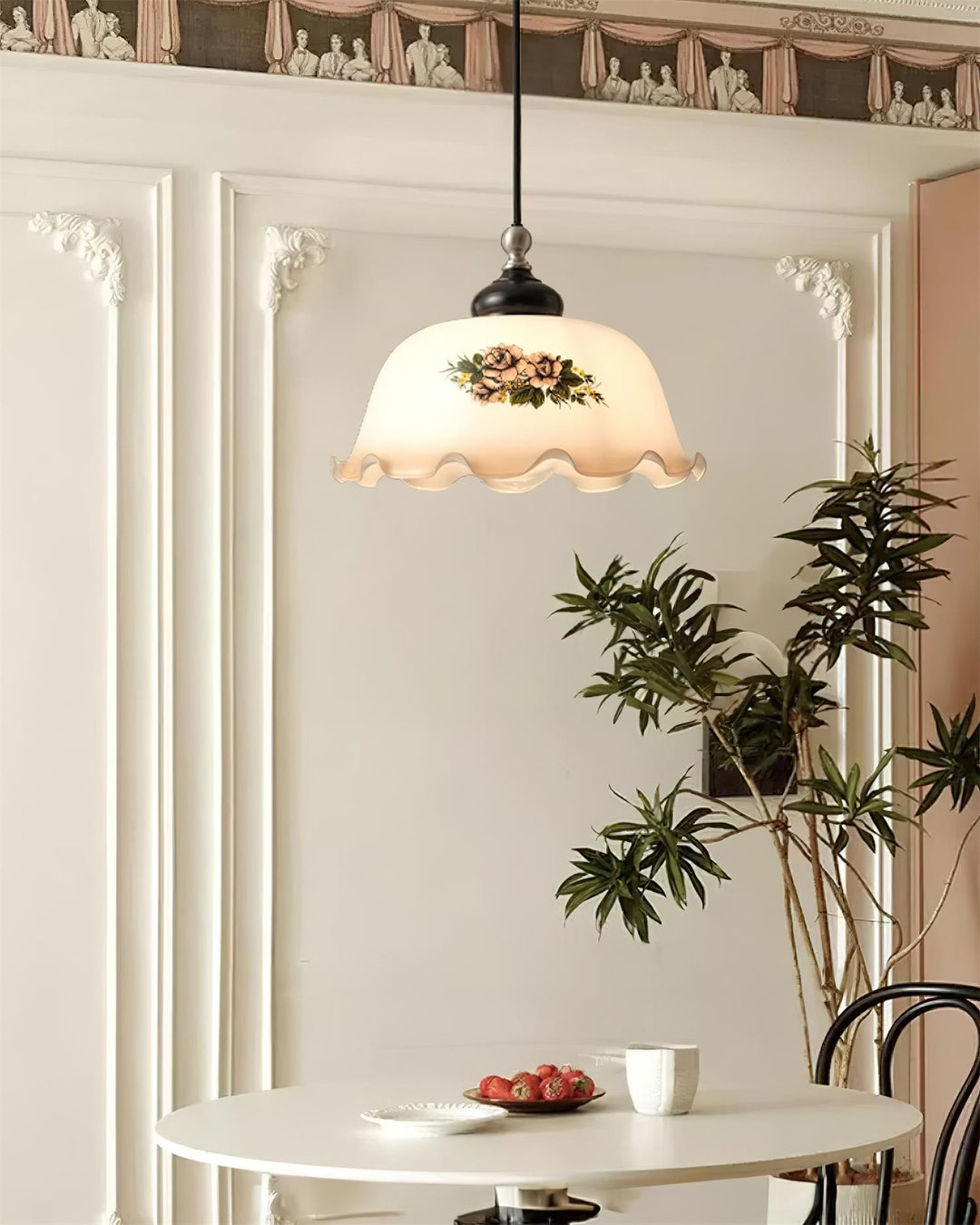 Belvia Suspension Vintage en Verre Floral - Neutralighting