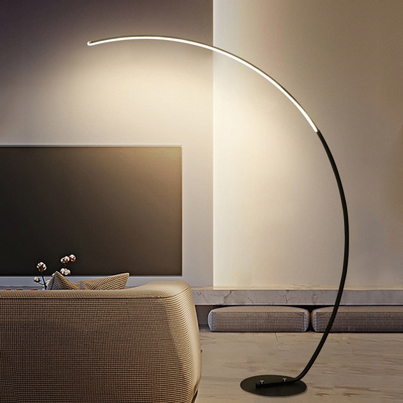 Ray Lampadaire Arche Moderne, Métal/Acrylique, Blanc/Noir, Salon - Neutralighting