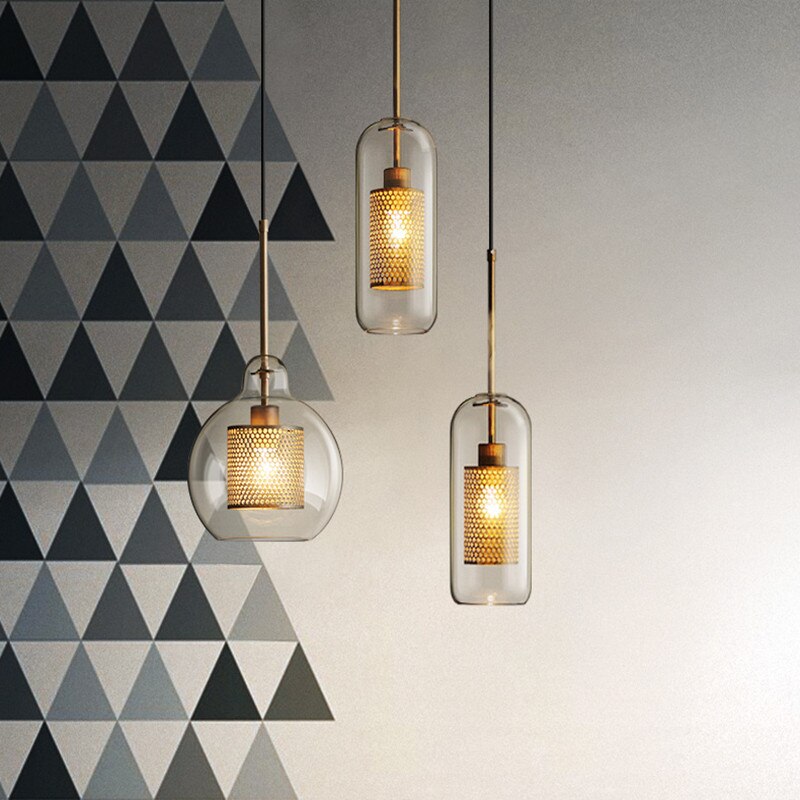 Hessa Suspension Globe/Cylindre Moderne. Métal/Verre. Doré/Argent. Salon - Neutralighting