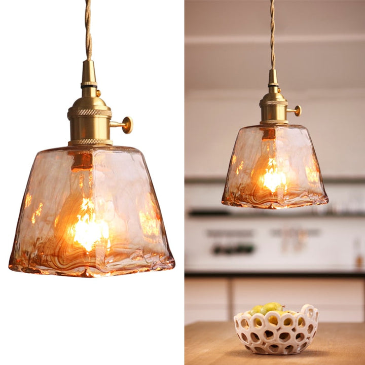 Zina Suspension Géométrique Vintage Verre. Laiton. Salon - Neutralighting