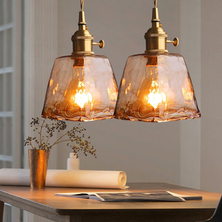 Zina Suspension Géométrique Vintage Verre. Laiton. Salon - Neutralighting