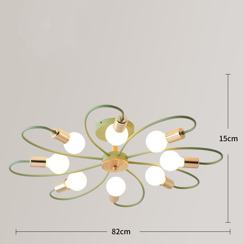 Aria Plafonnier Fleur Nordique, Metal/Verre, Vert/Gris, Chambre - Neutralighting