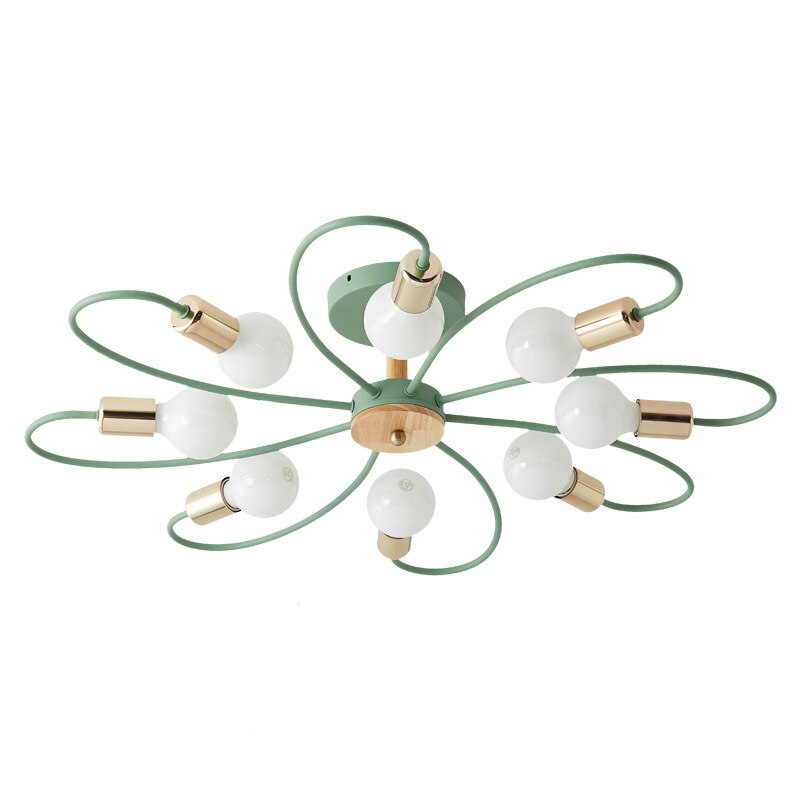 Aria Plafonnier Fleur Nordique, Metal/Verre, Vert/Gris, Chambre - Neutralighting