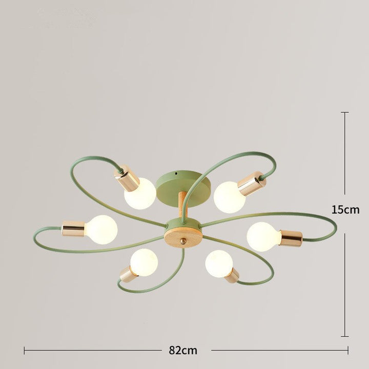 Aria Plafonnier Fleur Nordique, Metal/Verre, Vert/Gris, Chambre - Neutralighting