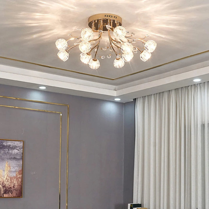 Valentina Fleur Nordique LED Plafonnier Verre Salon - Neutralighting
