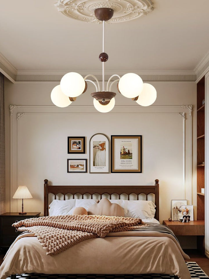 Lustra Chandelier Bois Verre Contemporain Courbé - Neutralighting